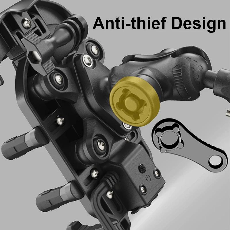 Shockproof Motorcycle Phone Holder 15W Wireless Charger & 18W USB 30W Type C Fast Charging Motorbike Bicycle Bike Scooter Stand