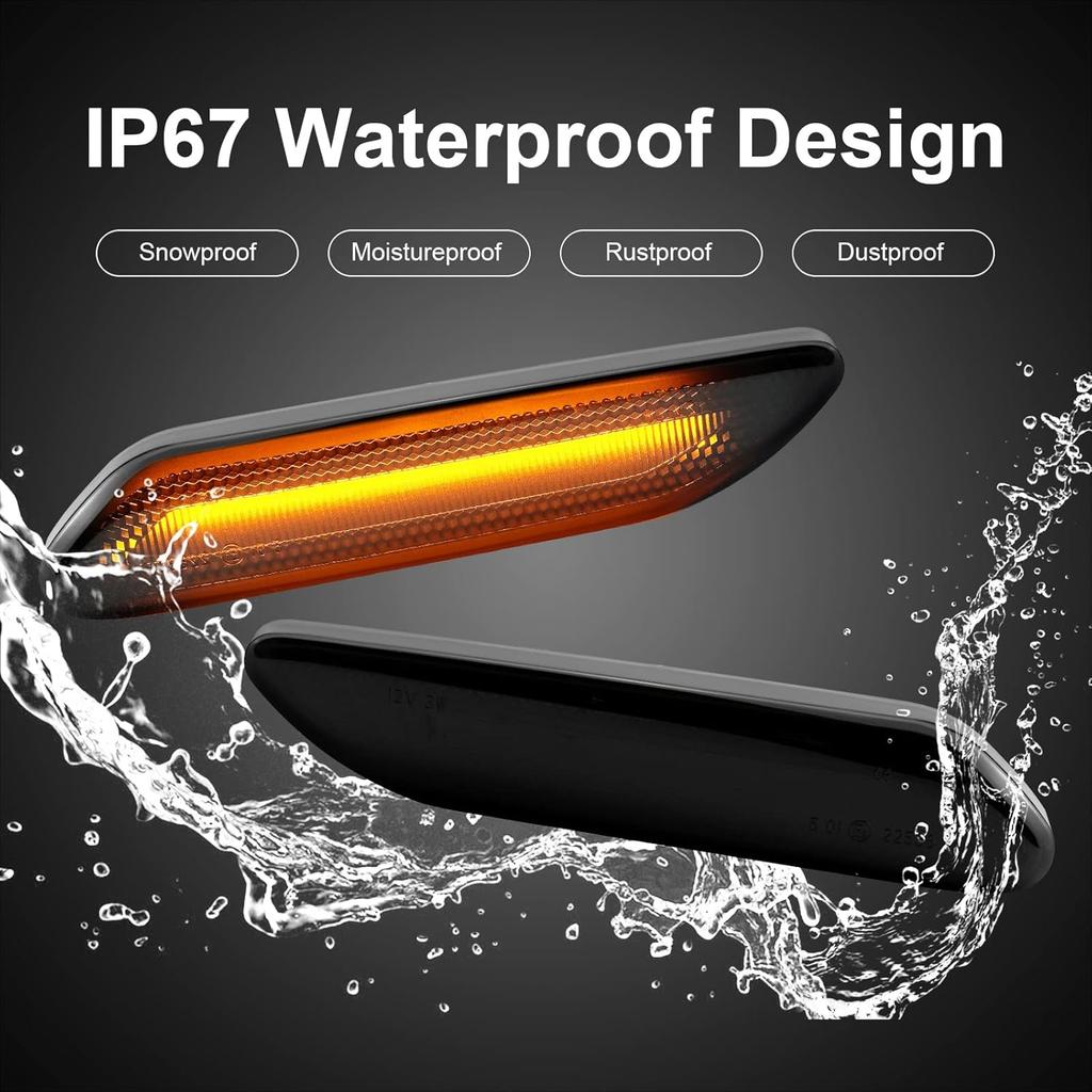 Sequential LED Side Marker Turn Signal Lights Compatible With BMW mini Cooper 2011-2016 R60 Countryman R61 Paceman, Smoked Lens Front Fender