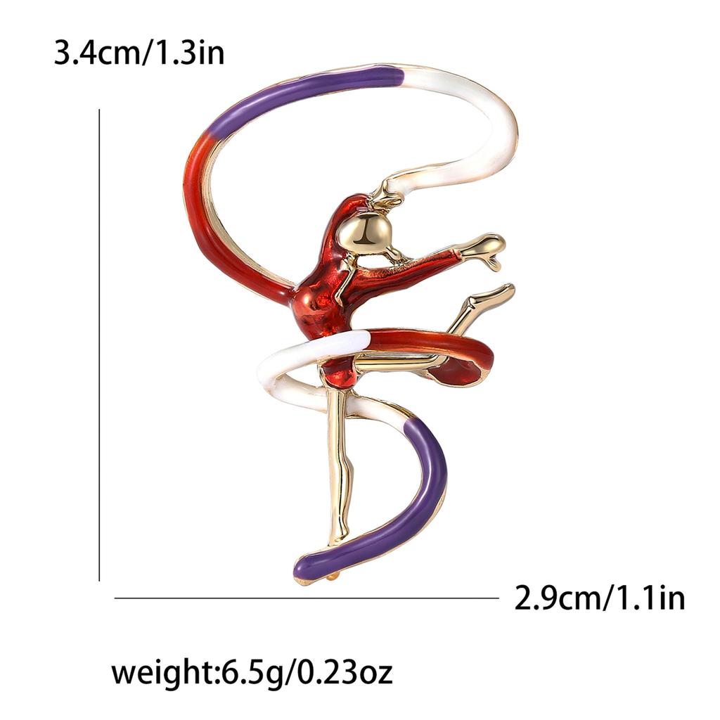 Personalized Fashion Alloy Enamel Gymnastics Girl Brooch Creative Versatile Women'S Clothing Corsage Jewelry Pin