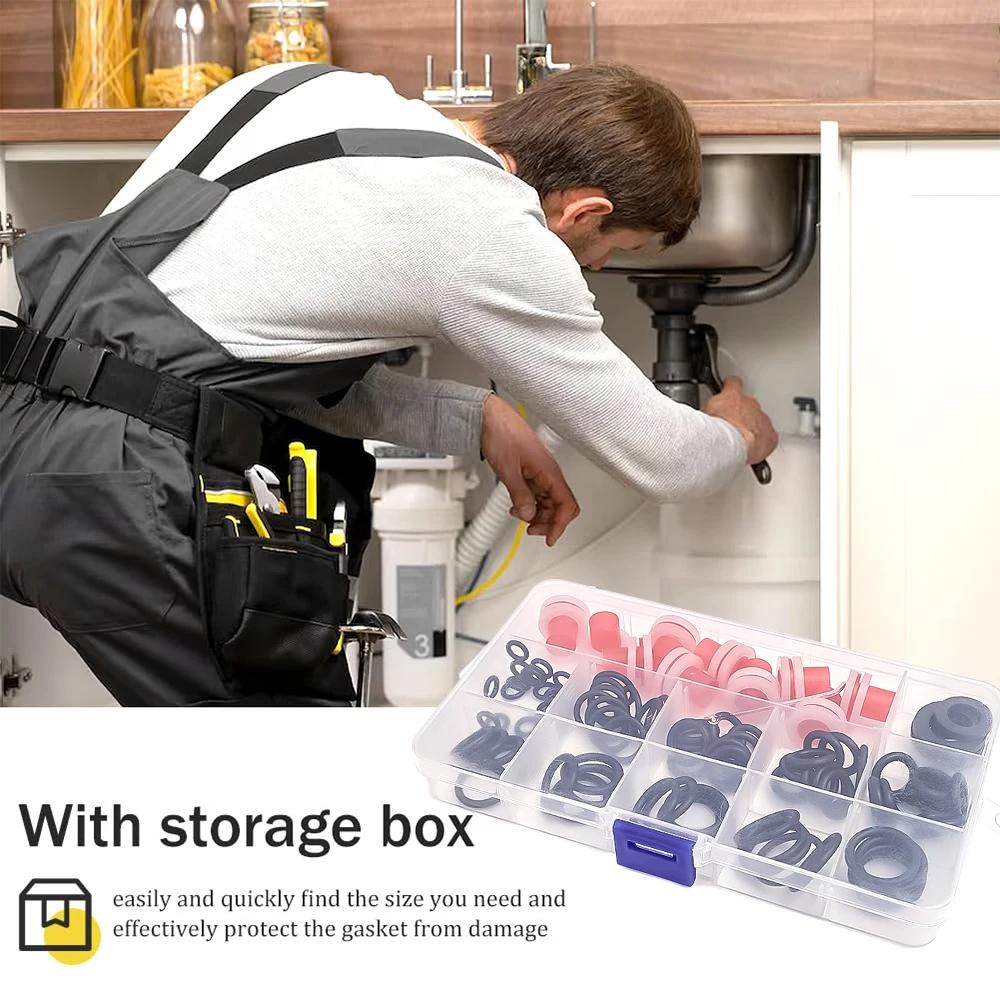 Rubber Faucet Gasket O-Ring Kit Valve Threaded Pipe Hose Silicone Washers Seal O Ring for Plumbing Plug Repair Assortment Set