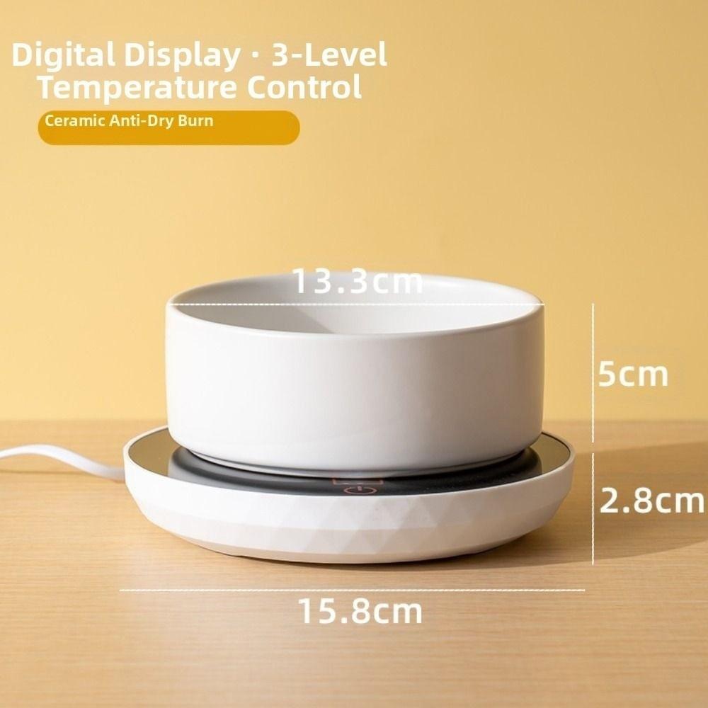 Ceramic Pet Heated Water Bowl Intelligent Temperature Adjustable Anti-dry Burning Self-Heating Water Bowl Non-slip Cartoon