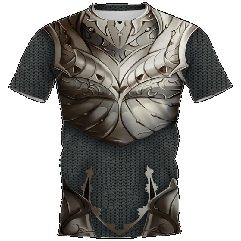 

Футболка с 3D-принтом «Средневековый рыцарь», Модная повседневная футболка с круглым вырезом и татуировкой викинга, Большой размер 6XL 6XL