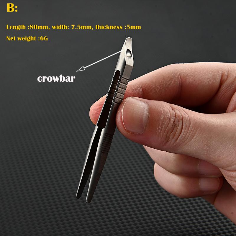 TC4 Titanium Alloy Tweezers Pick Up Clamping EDC Multipurpose Gadget Professional Outdoor Tool Bottle Opener Crowbar
