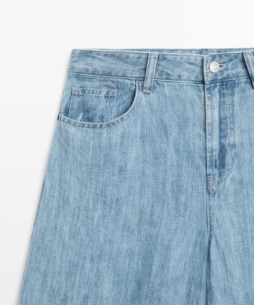Masimodutti 100% Linen High-Rise Barrel Fit Jeans