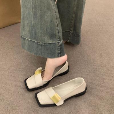 Women's Soft Sole Leather Shoes Autumn Fashion Vintage Square Toe Comfortable Loafers Lightweight Outdoor Non Slip Casual Shoes