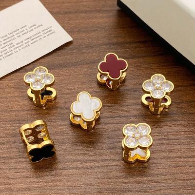 Fashion Red Lucky Flower Earrings Female Trend New Senior Sense of Light Luxury Earrings Temperament Four-leaf Clover Earrings
