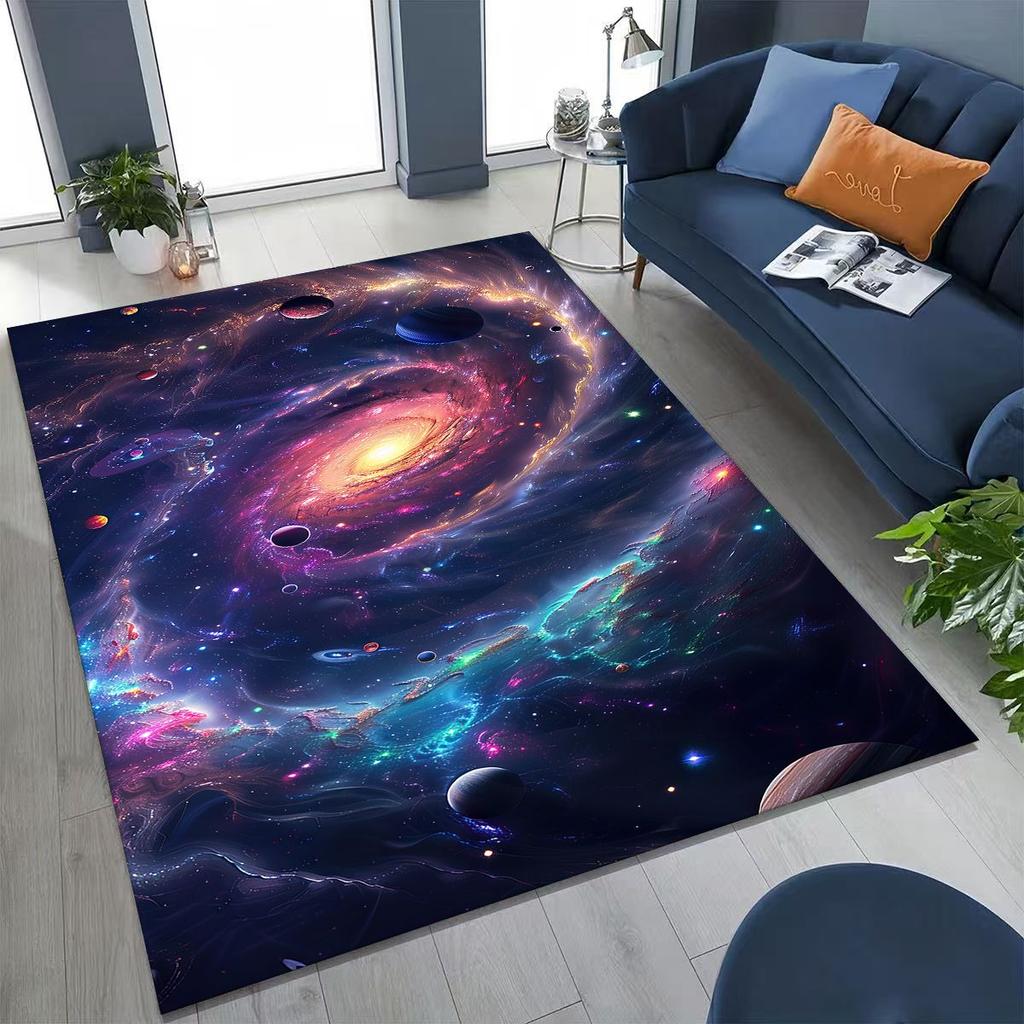 Dreamy Galaxy Universe Space Stars Black Hole Earth Rug for Bedroom Living Room Sofa Home Doormat Decor,Kid Non-slip Floor Mat