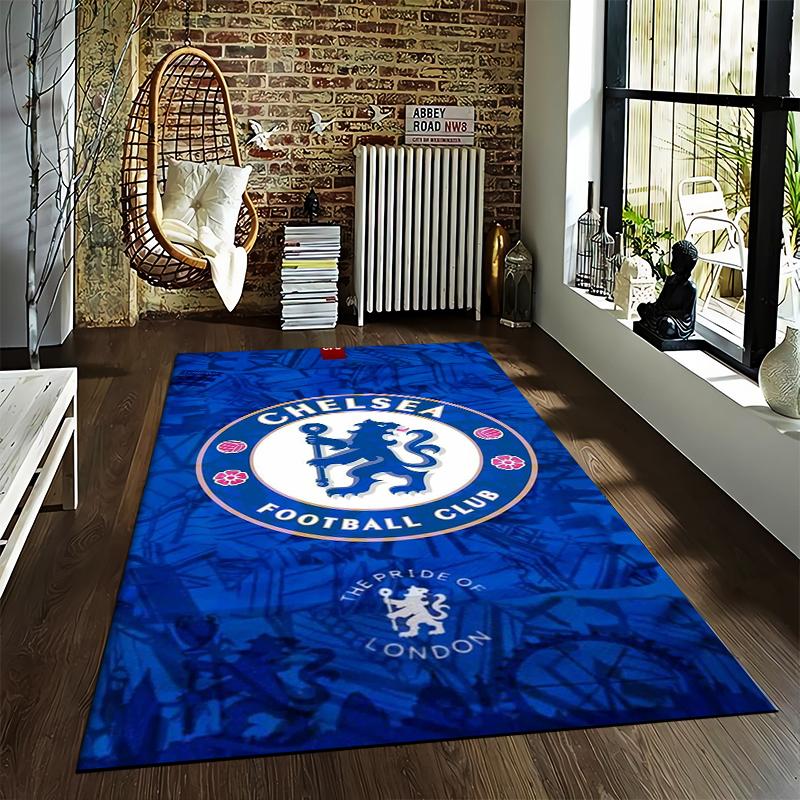 Chelsea Football Club Logo Carpet, Blue Lion Pattern for Fan Decor Suitable for Use As an Anti-slip for Living Room Bedroom Sofas