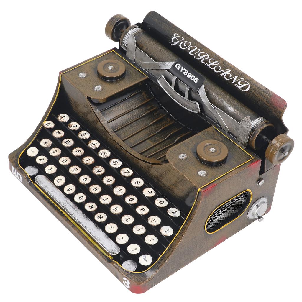 Retro Typewriter Model Reduce Stress Iron Vintage Typewriter Home Decoration Brown M