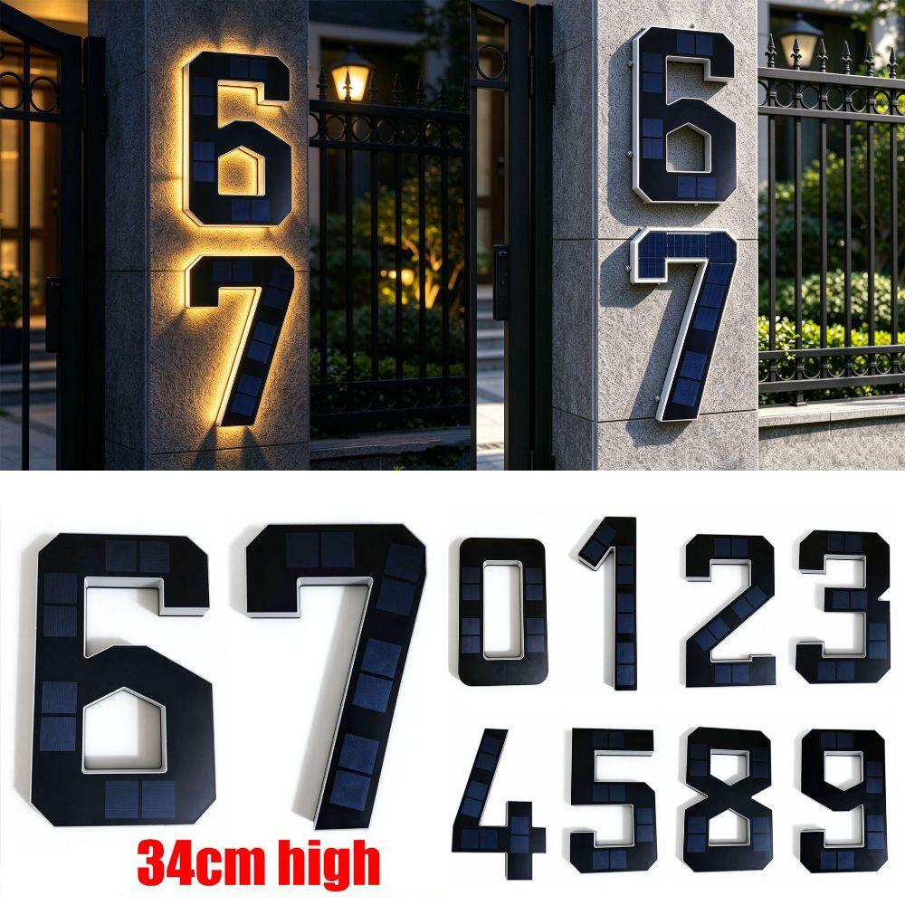 No Wiring Solar Lighted House Numbers Light 6.7IN Solar Digital Doorplate Porch
