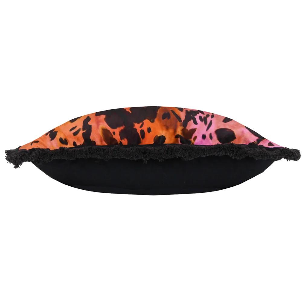Paoletti Colette Fringed Satin Animal Print Cushion Cover