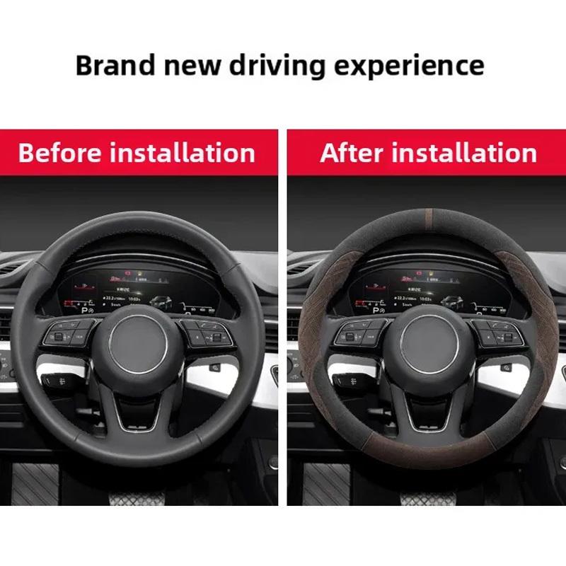 38cm Suede Steering Wheel Cover for LEXUS F Sport ES GX LX LBX LM NX RX RZ UX TX LS500h IS300 - Winter Anti-Freezing Car Grip
