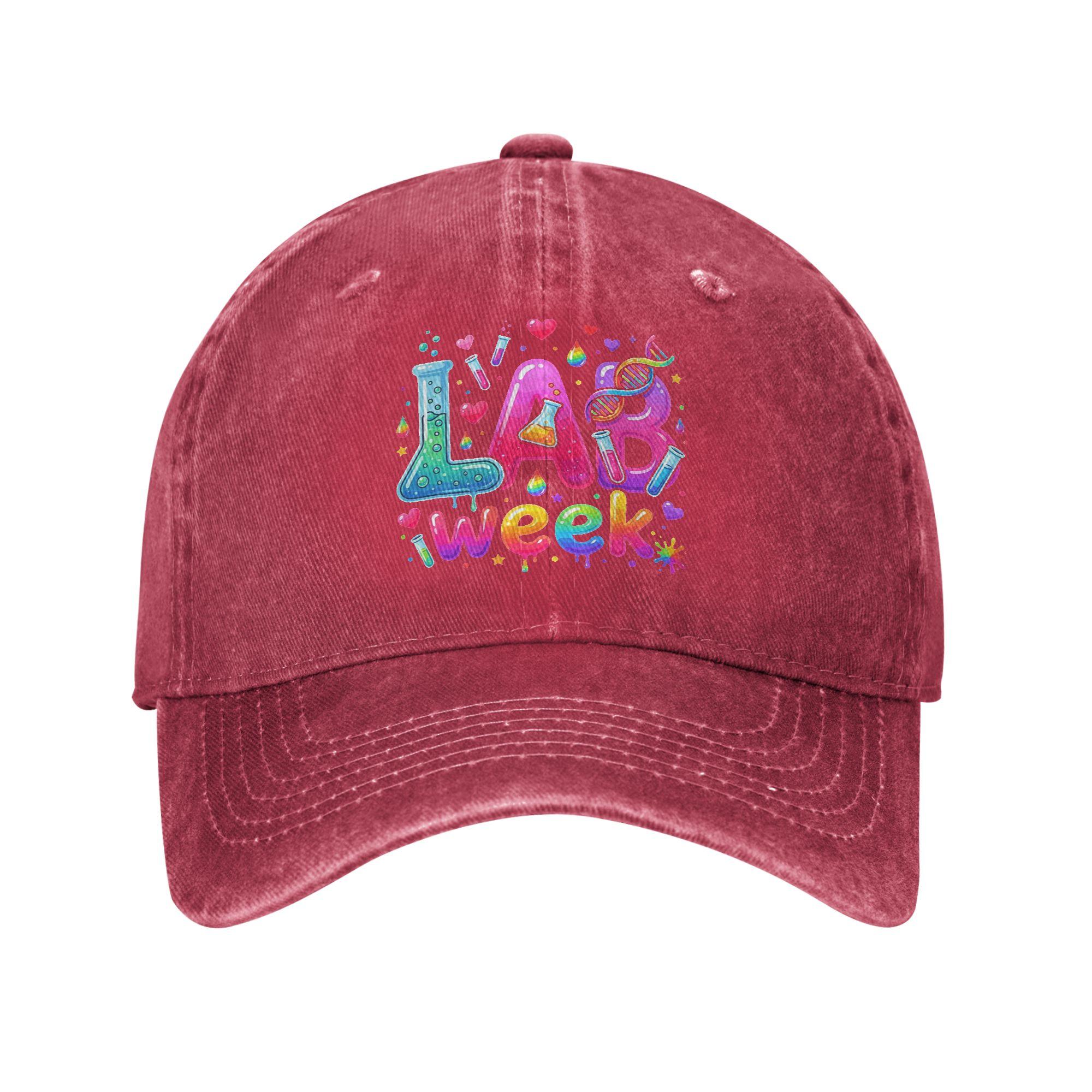 Unisex Women Lab Crew Lab Week   Print Hats Fashion Distressed Denim  Baseball Cap Adjustable Adjustable