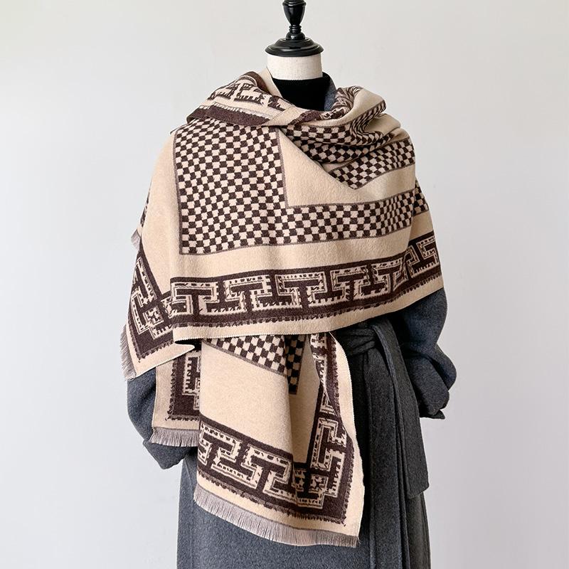 

Новейший дизайн Зимние двухсторонние жаккардовые кашемировые шарфы Высокое качество Женский утолщенный платок-пашмина Женский шерстяной шарф