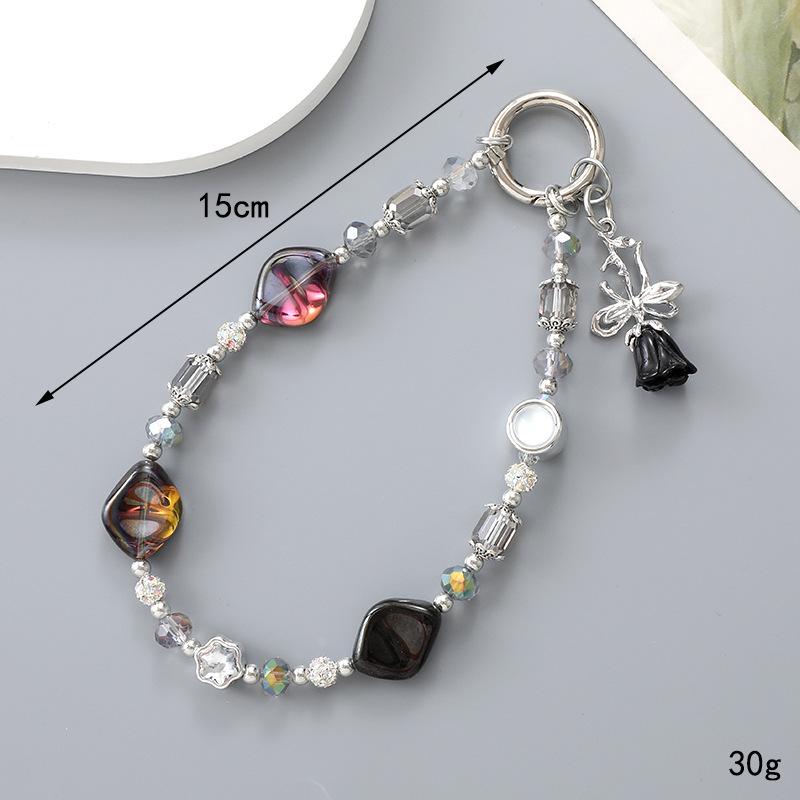 New Pearl Bow Beaded Pendant Phone Case Charm Wrist Strap Lanyard