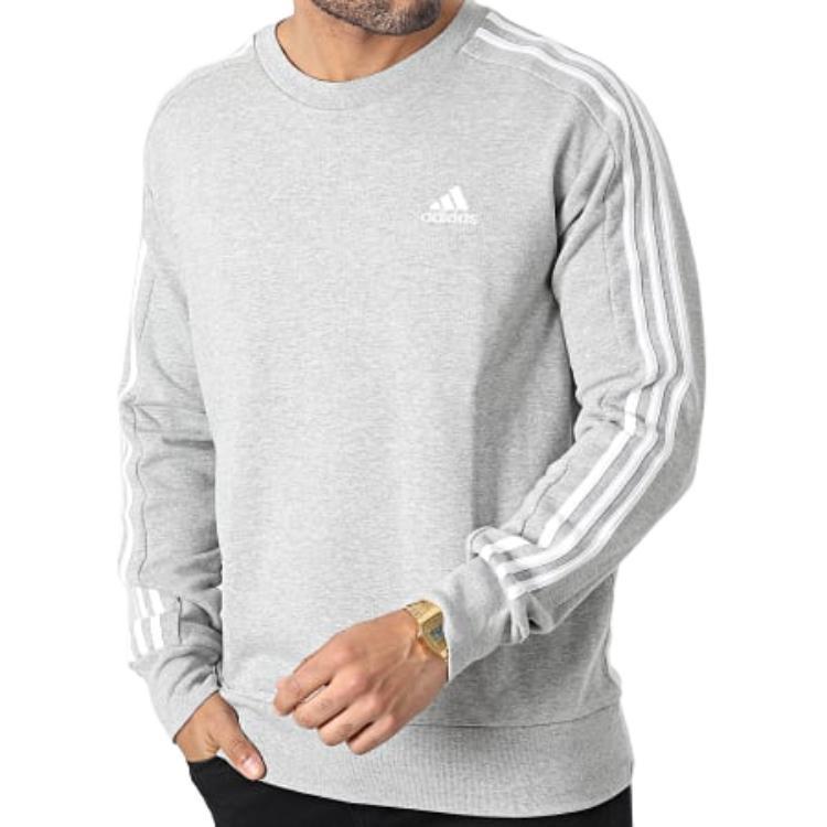 adidas Essentials French Terry 3-Stripes Sweatshirt 'Grey' Men's IC9319