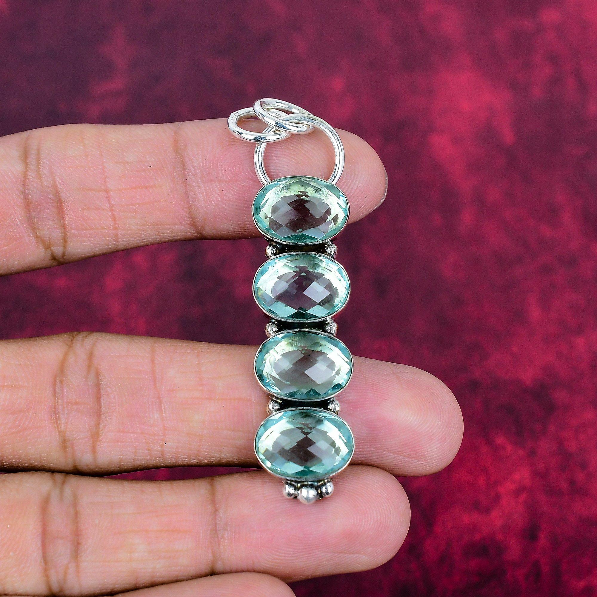 

Апатит Ювелирные изделия из серебра ручной работы, Подвеска из стерлингового серебра 925 пробы, Красивые ювелирные изделия с драгоценными камнями ручной работы, Подвеска с апатитом для нее 2.63 Inches синий