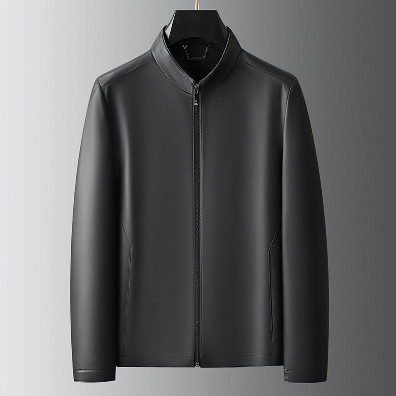 

Новая осенне-зимняя куртка из натуральной кожи, мужская куртка из овчины с воротником-стойкой, простая куртка, повседневная деловая мужская одежда 195