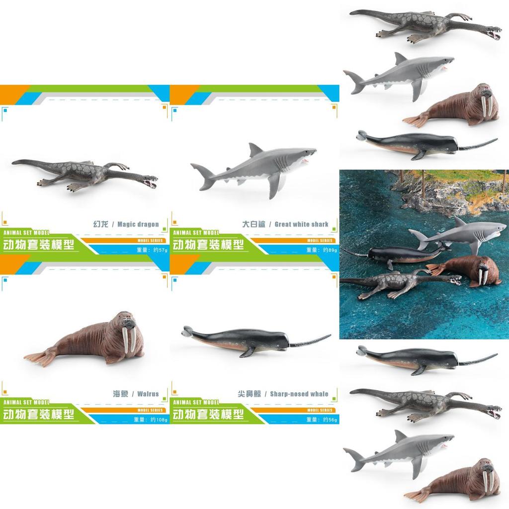 Realistic Ocean Animal Models Set Including Mythical Dragon Whale Shark And Sea Lion For Educational Play