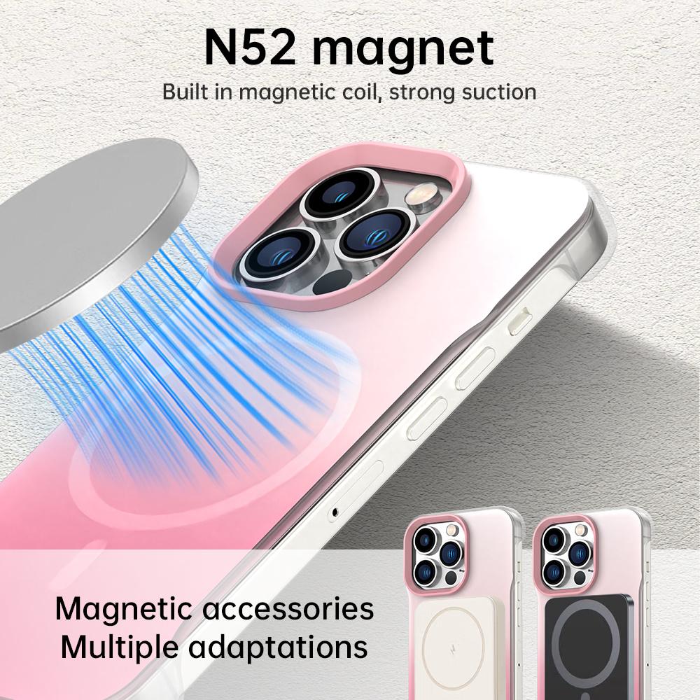 For iPhone 13 Pro Max Magnetic Case Gradient Design Borderless IMD TPU+PC+PET Phone Cover
