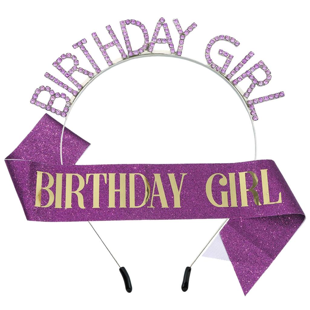 Birthday Girl Rhinestone Headband & Sash Set – Perfect Party Gift & Decoration