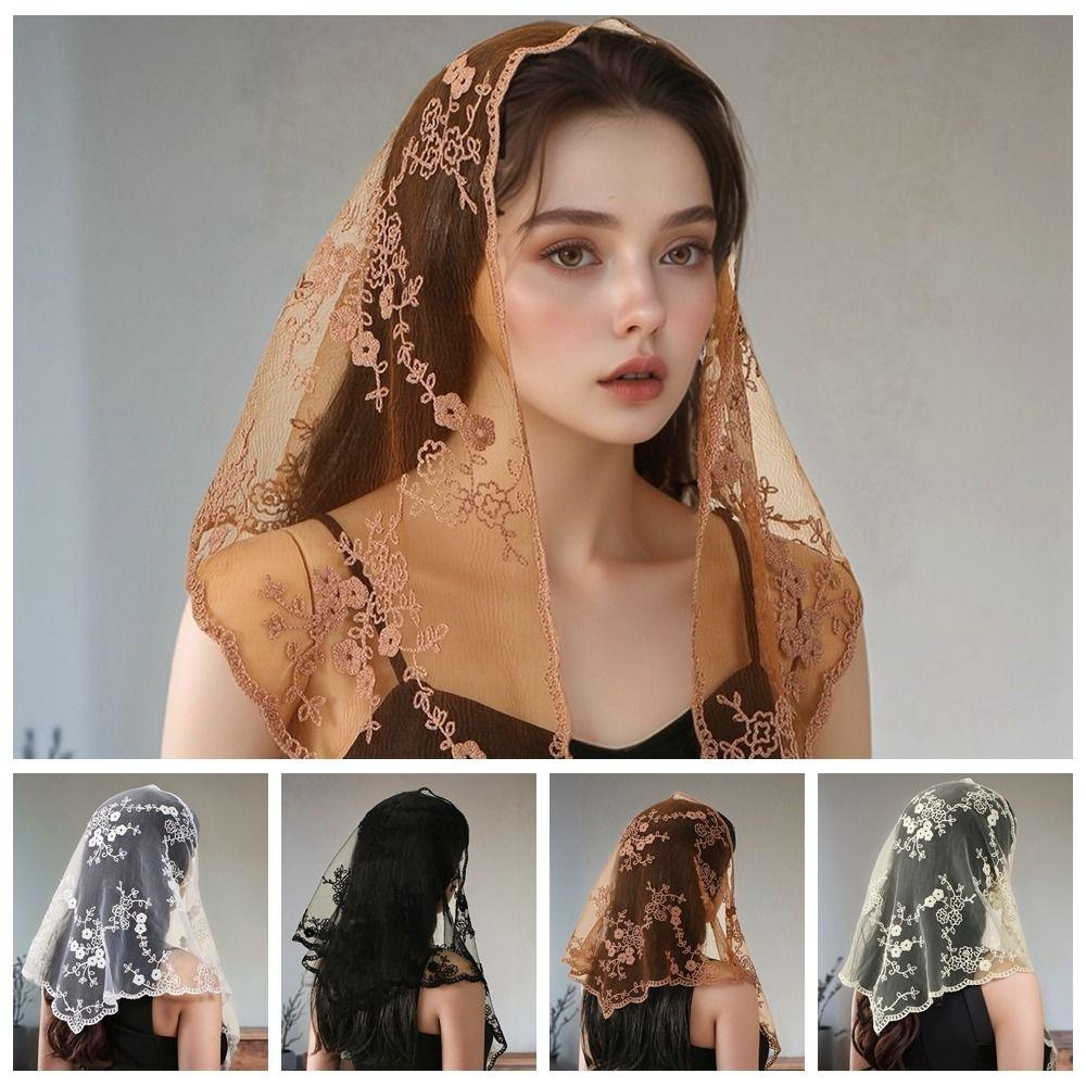 Fake Collar Lace Triangle Scarf Cloak Flower Scarves Retro Lace Scarf Veil Headband  Women