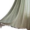 Imaqi Yun Green Striped Embroidered Semi-Blackout Curtains for Kitchen & Living Room