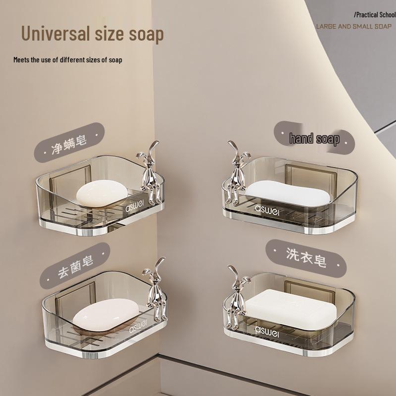 Wall-Mounted Double-Layer Soap Rack: Punch-Free, High-End Bathroom Storage Solution