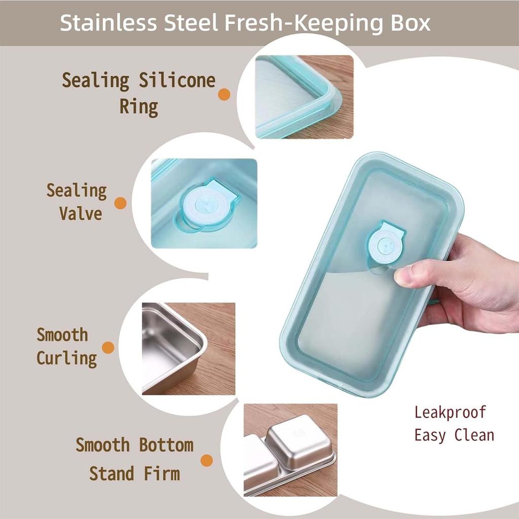 Reusable Stainless Steel Snack Containers with Lids, Stainless Steel Double Compartment Snack Box Containers Condiment Lunch Container with Lids, for