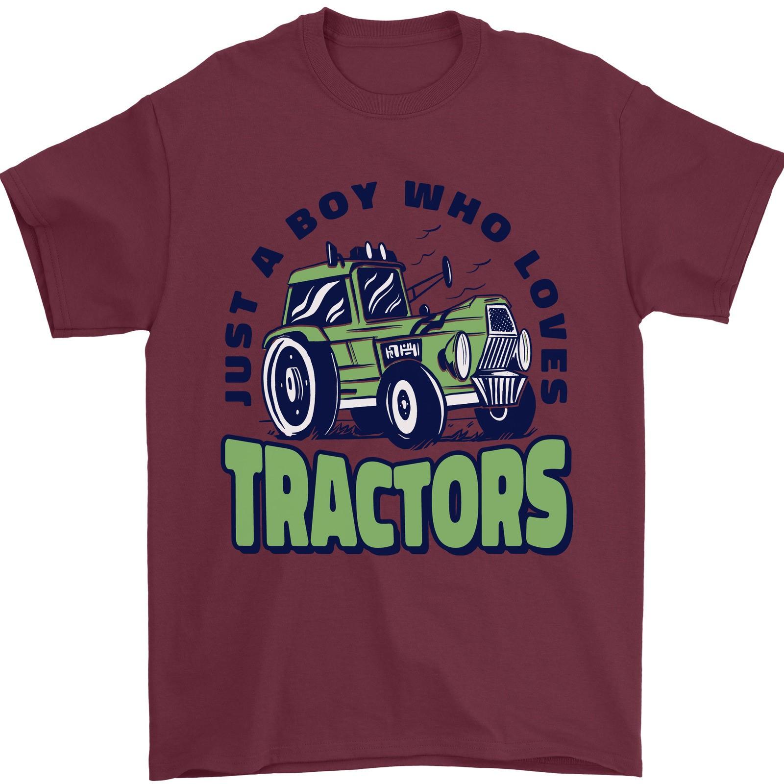 Just a Boy Who Loves Tractors Farmer Mens T-Shirt 100% Cotton S