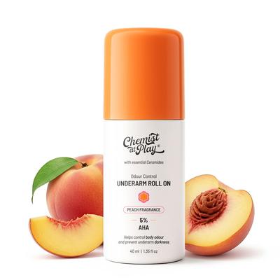 UnderArm Roll-On (40ml), with 5% AHA, Lactic Acid & 1% Mandelic Acid | Prevents Body Odour, Brightens Skin  | Alcohol Free - Chemist At Play