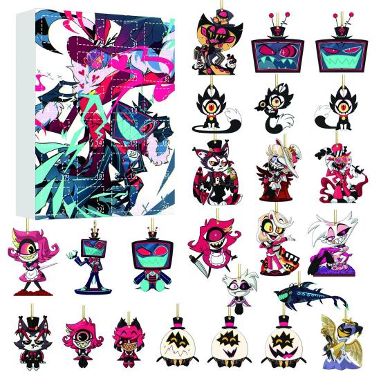 Hazbin Hotel Themed Advent Calendar 24 Days of Helluva Boss Ornaments Christmas Tree Decor Gift Set for Fans