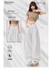 Women's Super Soft White Linen Cropped Wide-Leg Jeans - 2026 Spring/Summer Collection