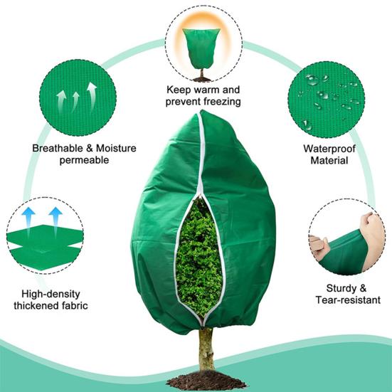 Plant Cold Proof Cover Freeze Protection Cover with Zipper Drawstring Breathable Frost Blanket for Outdoor Winter Shrubs Trees Potted Plants