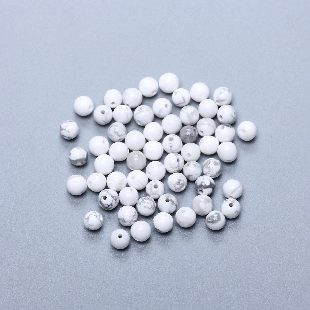 

60-20 шт. Белый говлит круглый для изготовления ювелирных изделий 4/6/8/10/12 мм свободные бусины ожерелья бусины бирюза натуральные камни аксессуары DIY материал ручной работы 4mm 60Pcs