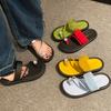 One-word Toe Slippers with Pinch Cover for Women's Outer Wear Summer New Thick-soled Fashionable Versatile Cool Slippers