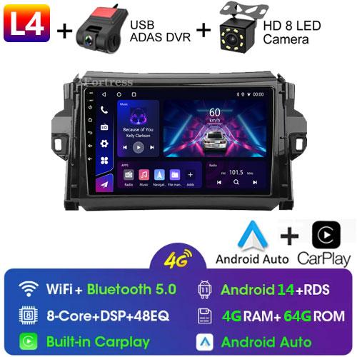Android 12 For Toyota Fortuner 2 2015 - 2020 2 Din Car Radio Multimedia Video Player Stereo Carplay Auto 4G GPS Head Unit
