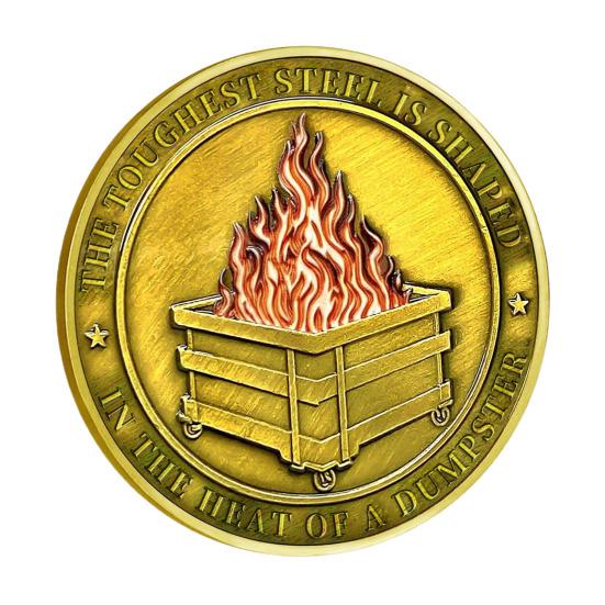 Challenge Coin Dumpster Flame Pattern Retro Silver Color Challenge Medal Unique Office Desk