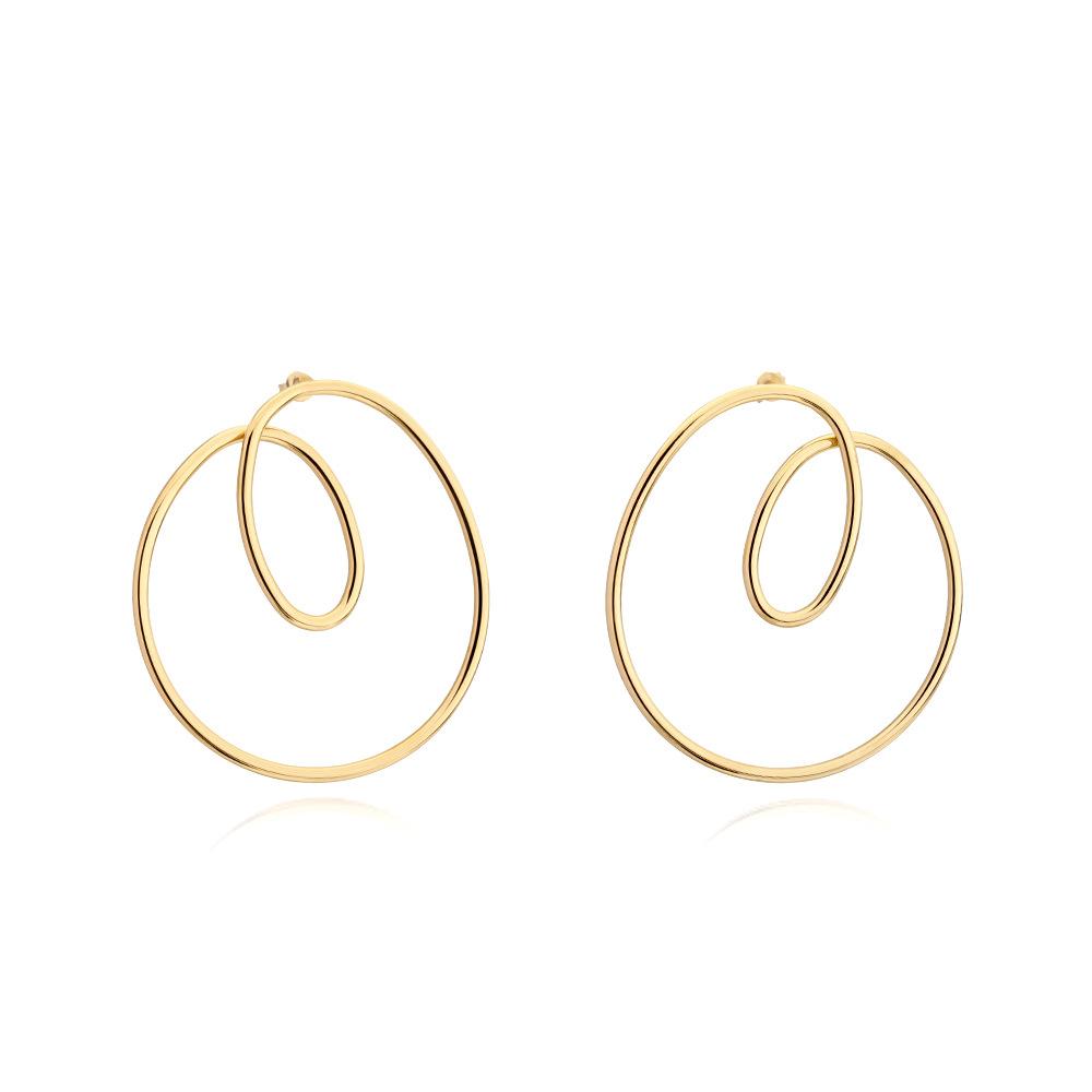 Earrings European and American Style Earrings Round Face Thin Earrings Creative Exaggeration Simple Cold Wind a Piece of Jewelry