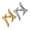 Middle Finger Ring Opening Adjustable Fit Women Ring Stainless Steel Texture Curved Geometric Shape Finger Band Jewelry Gift