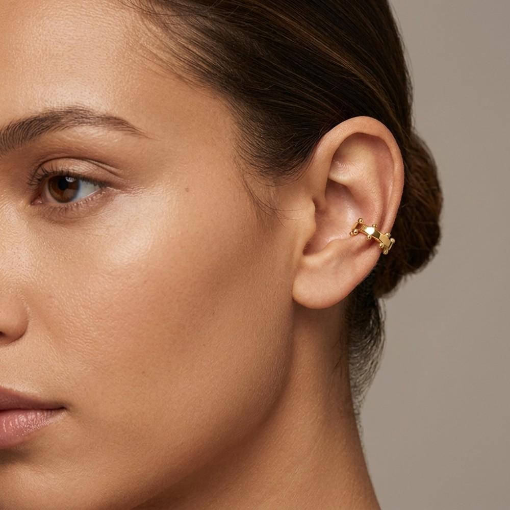 Plated 18K Gold C-Shaped Zircon No Ear Piercing Ear Clips Suit Minimalist Push Stack Ear Clips Popular Fashion Jewelry for Women
