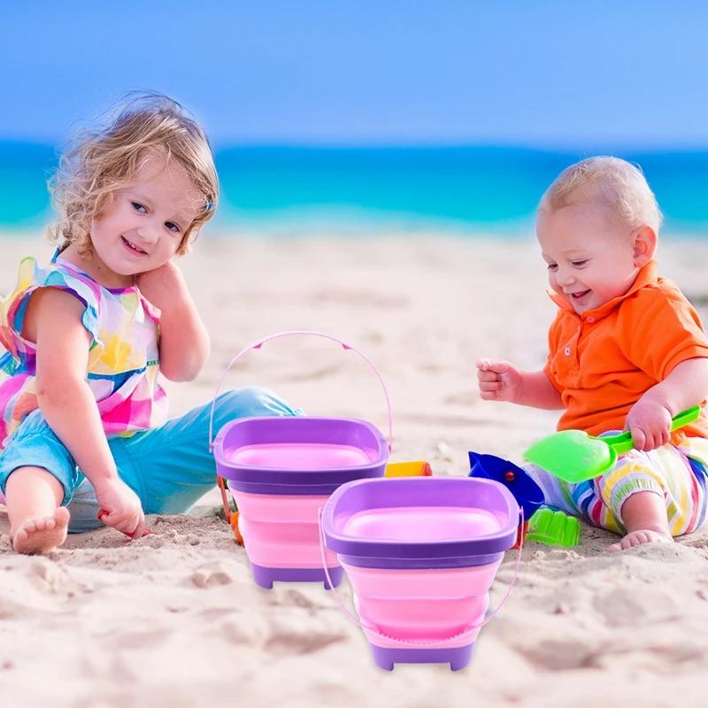 One Folding Bucket, Beach Water Play And Snowman-Making Toy, Multi-Functional Sand Digging Bucket And Snow Container, Essential