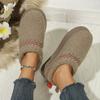 Thick Soles Wear Winter Half Slippers, New Ethnic Style Lace Semi-support Snow Cotton Slippers