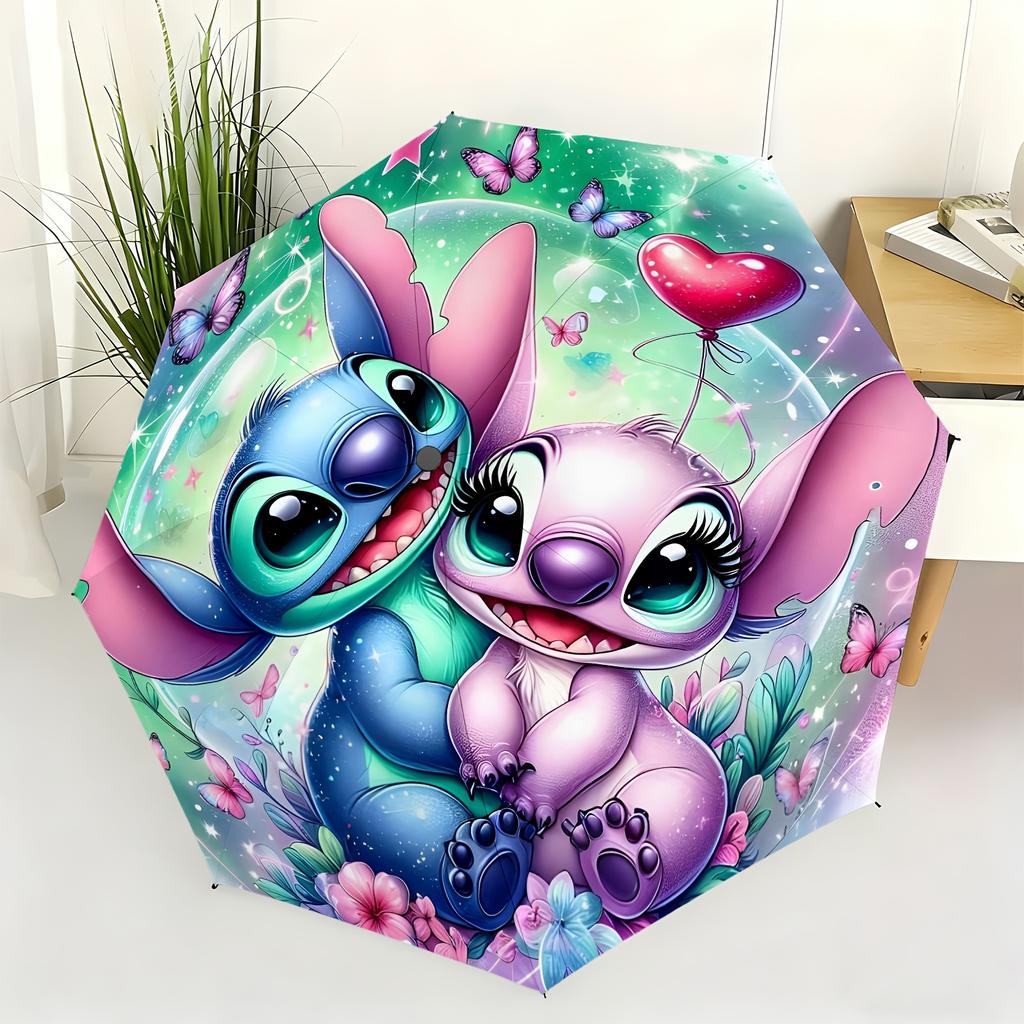 1pc Stitch Cartoon Automatic Umbrella | All-Weather, Portable Folding Umbrella, Ideal For Christmas And Birthday Gifts, Outdoo