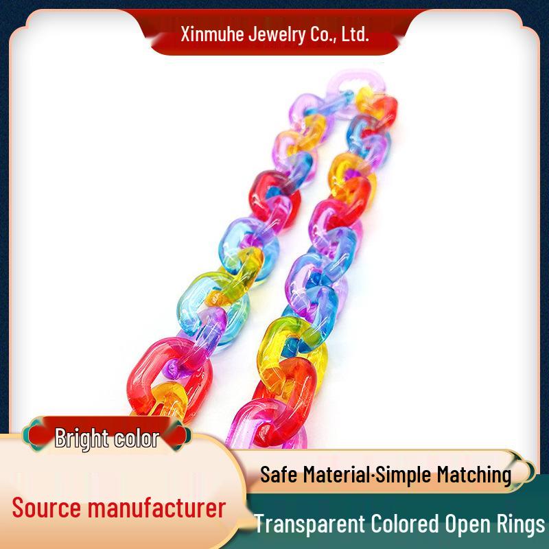 

Colored Acrylic U-Shaped Eyeglass Chain with Transparent Resin and Jump Rings 141 pcs 23x40 mm