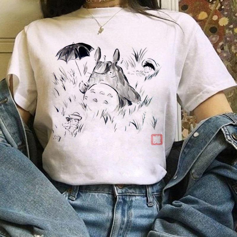 Cartoon Totoro Anime Series Printing, Summer Campus Large Size Men's and Women's Short Sleeve Anime T-shirt