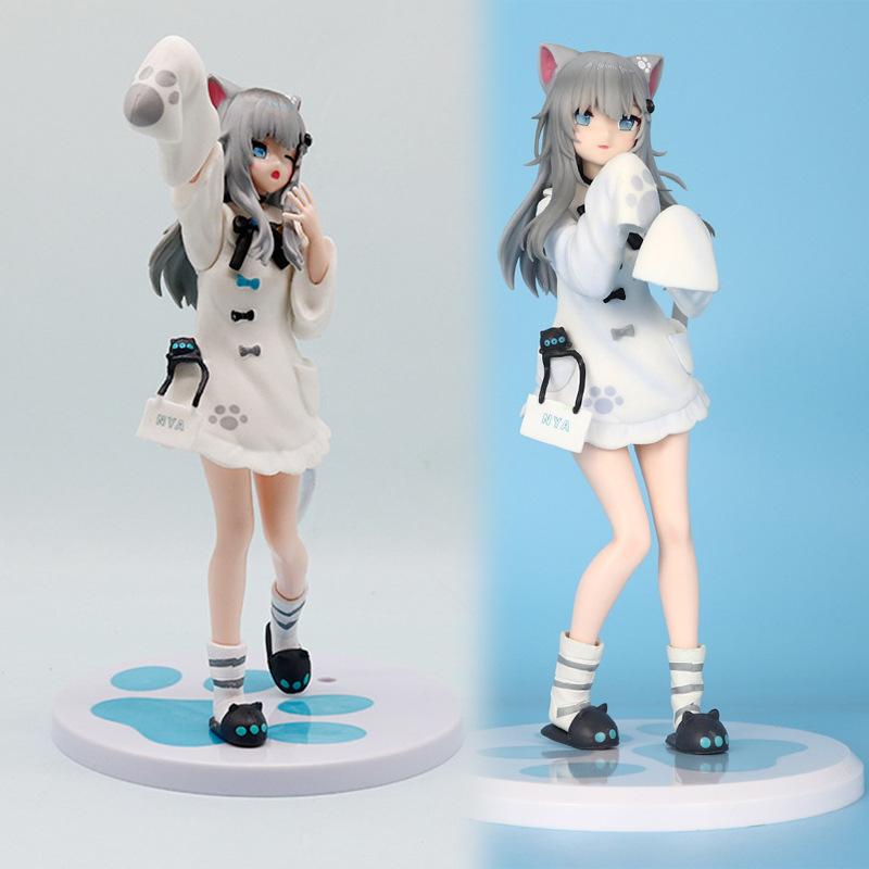 Yucheng Cute Kawaii Nekomimi Cat Girl Anime Figure Model Desktop Bookshelf Computer Case Ornament Birthday Gift For Anime Fans