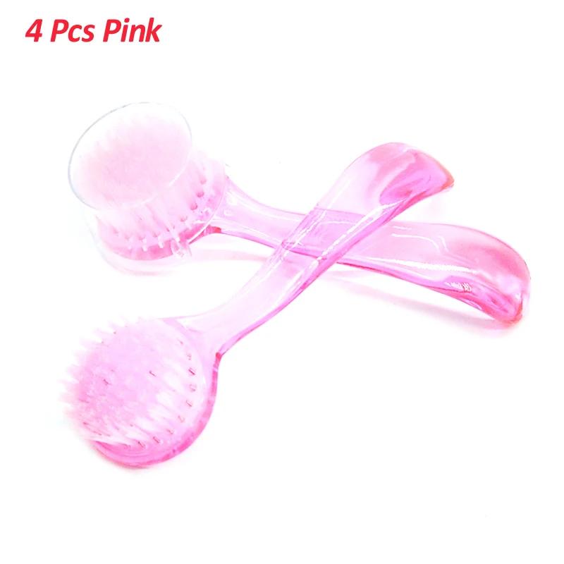 4pcs Pack Nail Brushes Round Head Long Handle Manicure Stations Salon Supply Soft Bristles Durable ABS Handle Colorful Tools