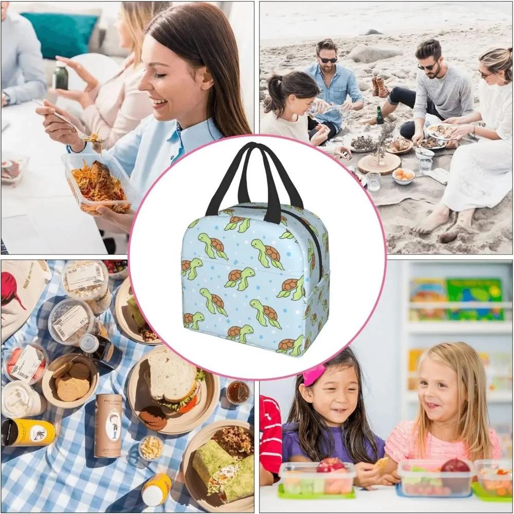 Cute Turtle Thermal Lunch Bag Travel Picnic Bento Cooler Reusable Tote Work Insulated Container Bags for Women Men Boys Girls