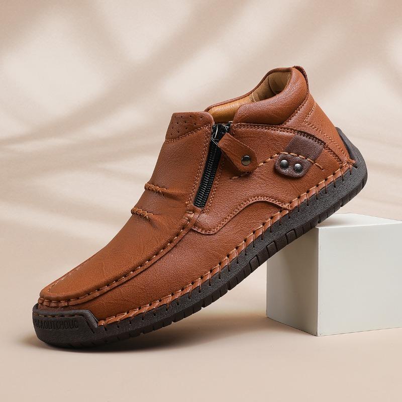 Large Size Men's Shoes Outdoor Leisure Pedal Flat-bottomed Hand-stitched Leather Shoes